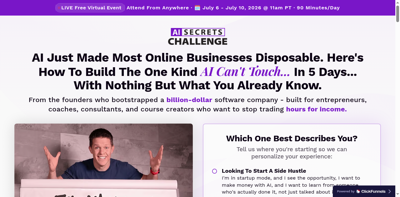 Landing page hero section